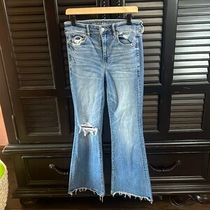 High Rise Distressed flare jeans